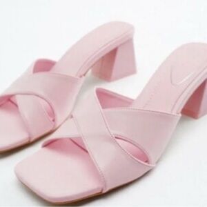 Zara Pink Block Heel Sandals